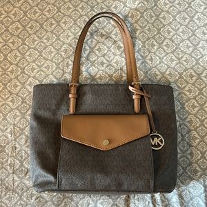 Brown and tan print Michael Kors purse